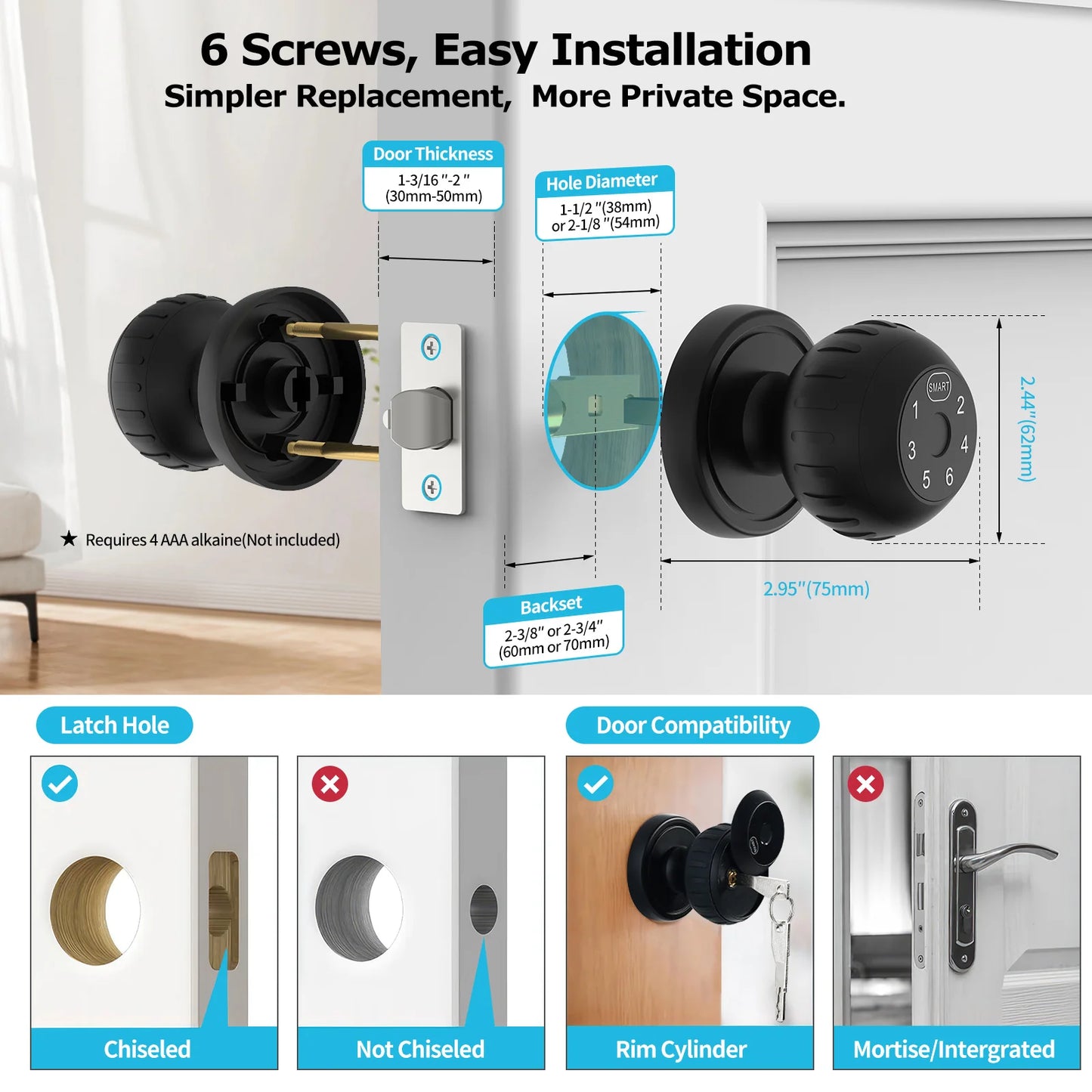 Ball Shaped Smart Lock Fingerprint Touchscreen Keypad