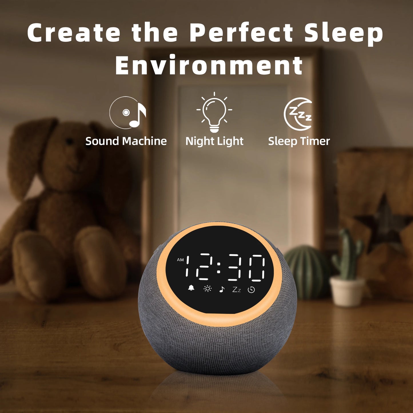 White Noise Sound Machine Alarm Clock Light