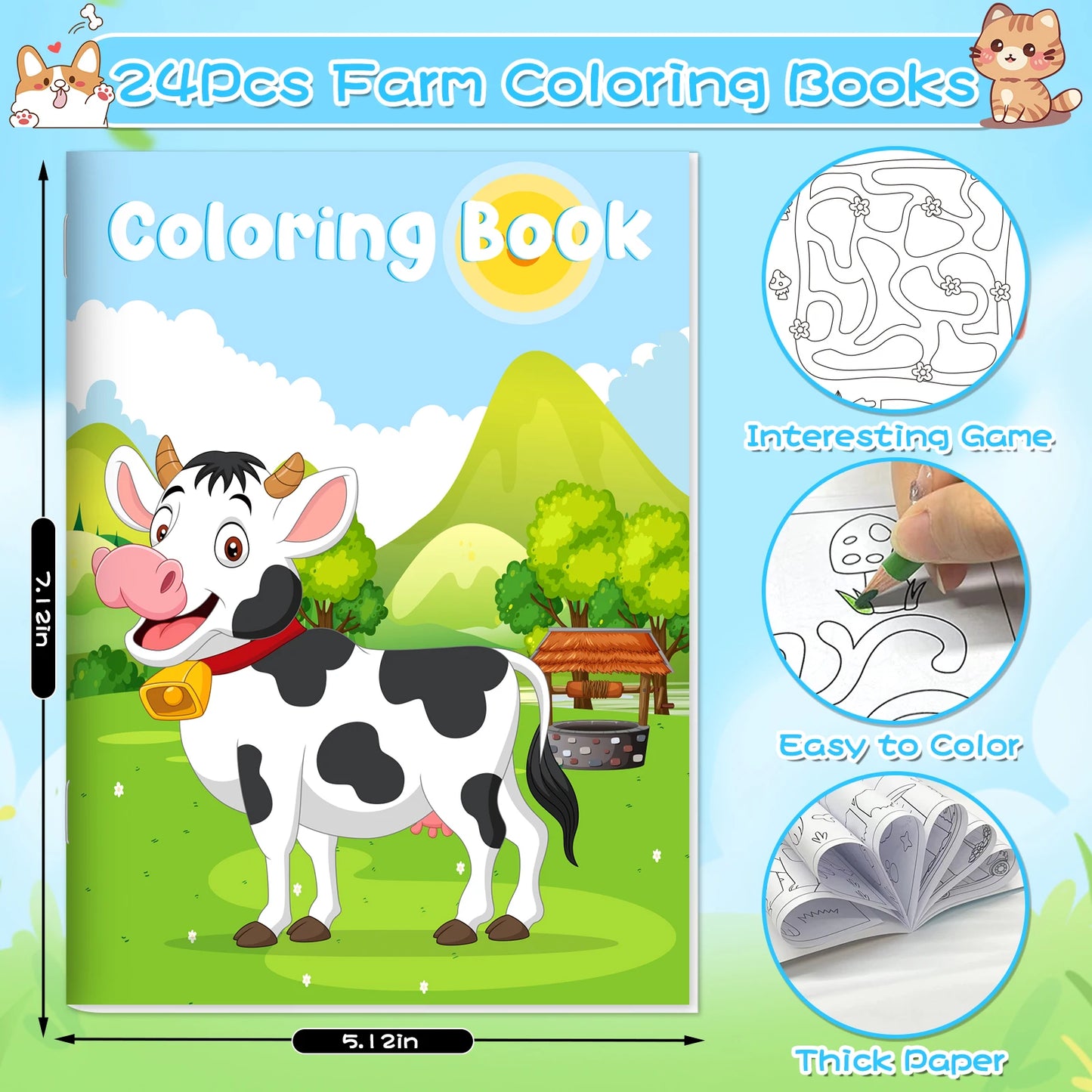 24Pcs Farm Coloring Books Kids Party Favors