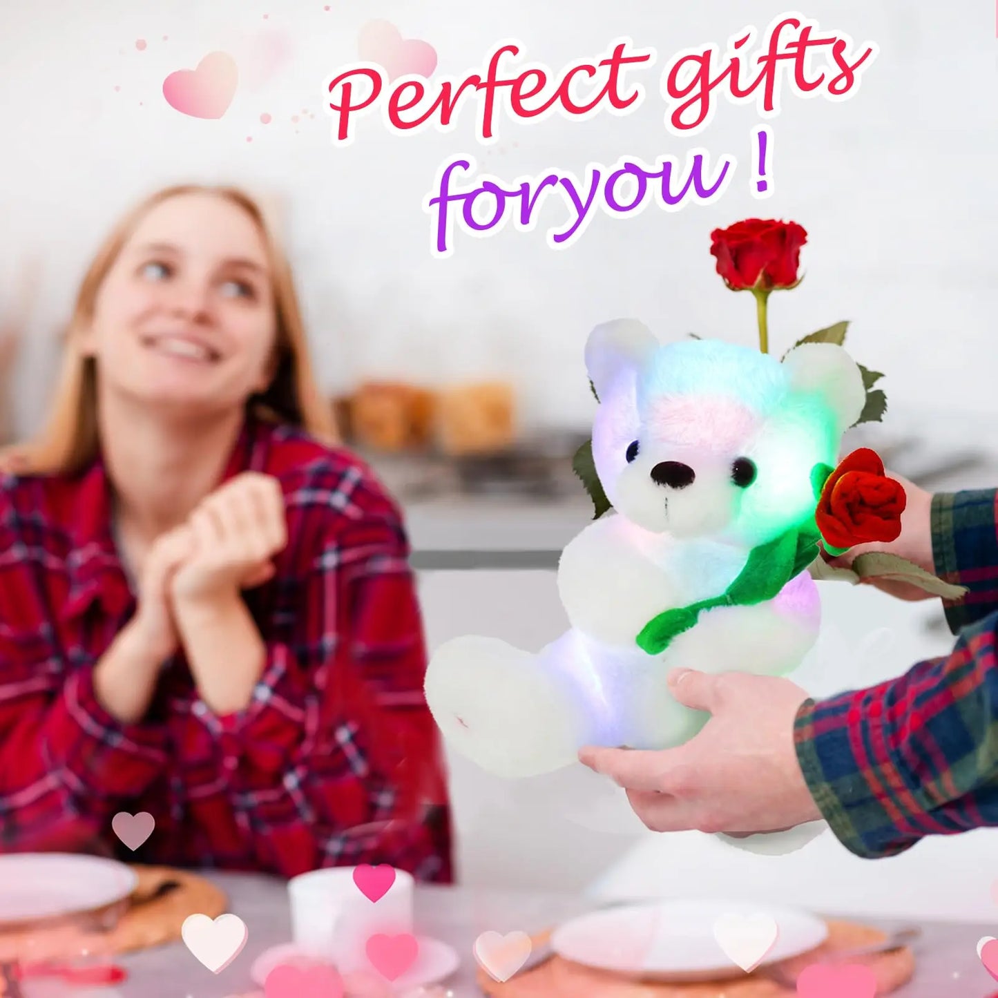 Glow White Teddy Bear  Stuffed  Toy Night