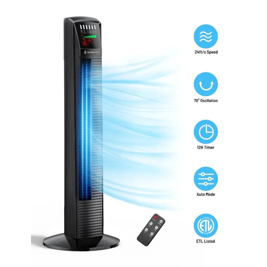 Tower Fan Home Standing Oscillating Quiet Cooling