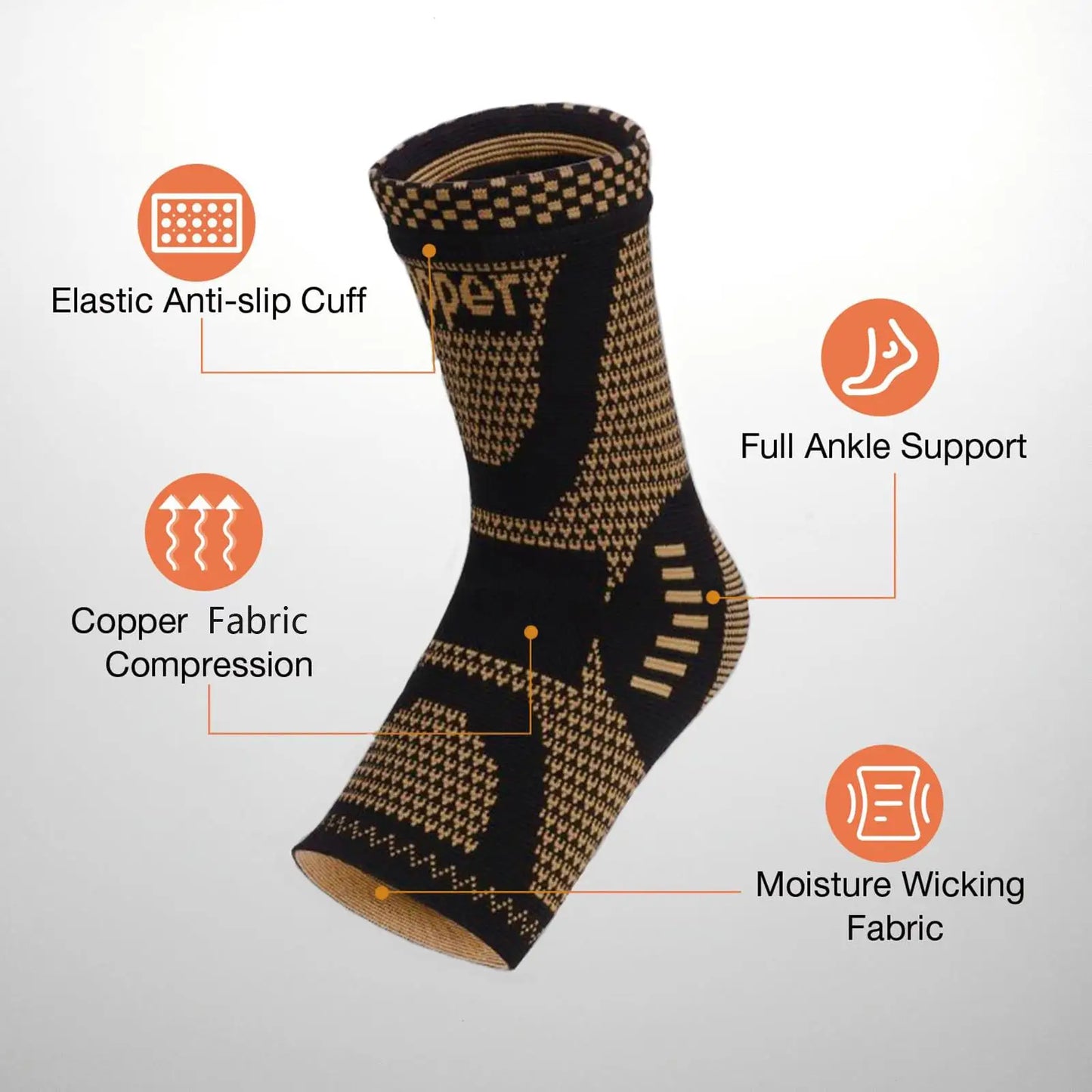 Compression  Copper Foot Sleeve  Tendonitis, Arthritis & Plantar Fasciitis