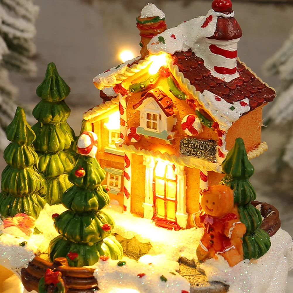 Christmas Village Music Box  Snow House Figurine