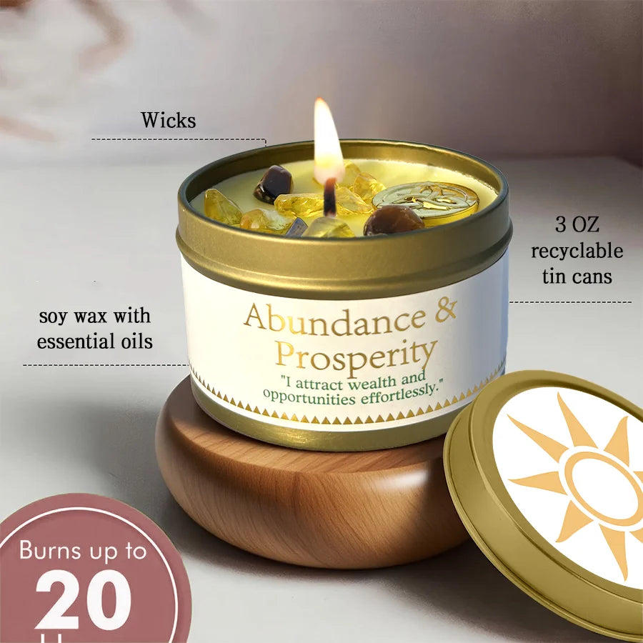 Abundance  Prosperity Ritual Candle, Patchouli  Cinnamon Crystals