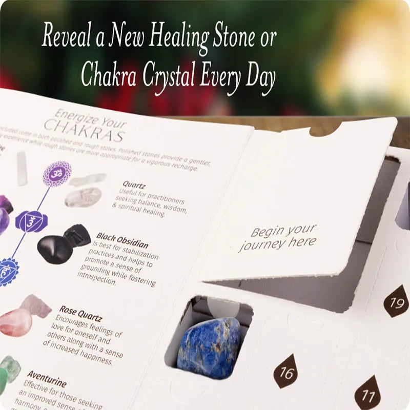 2025 Crystal and Healing Stone Advent Calendar - Christmas Countdown with 24 Chakra Stones and Healing Crystals, Advent Calendar for Adults and Teens, Women's Gift, Crystal Decoration