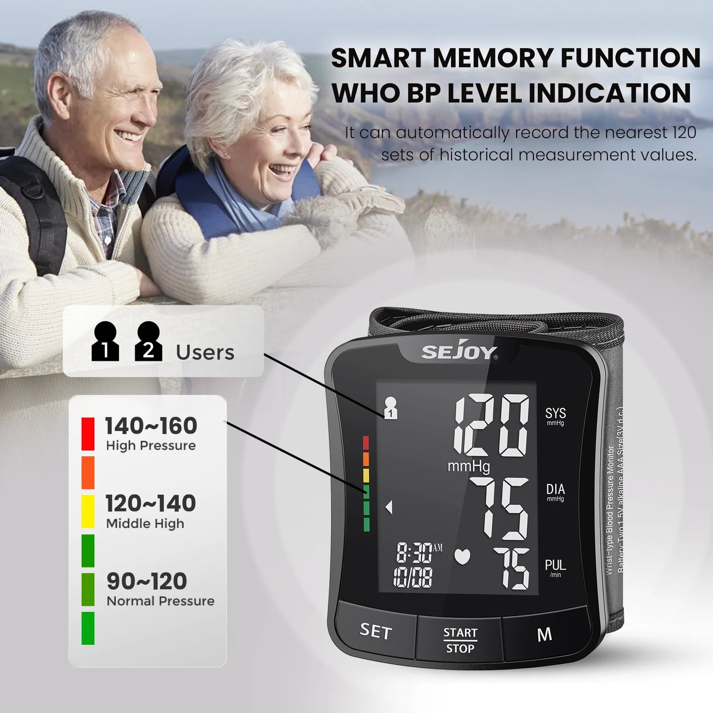 Electronic Blood Pressure Monitor Wrist Cuff Digital