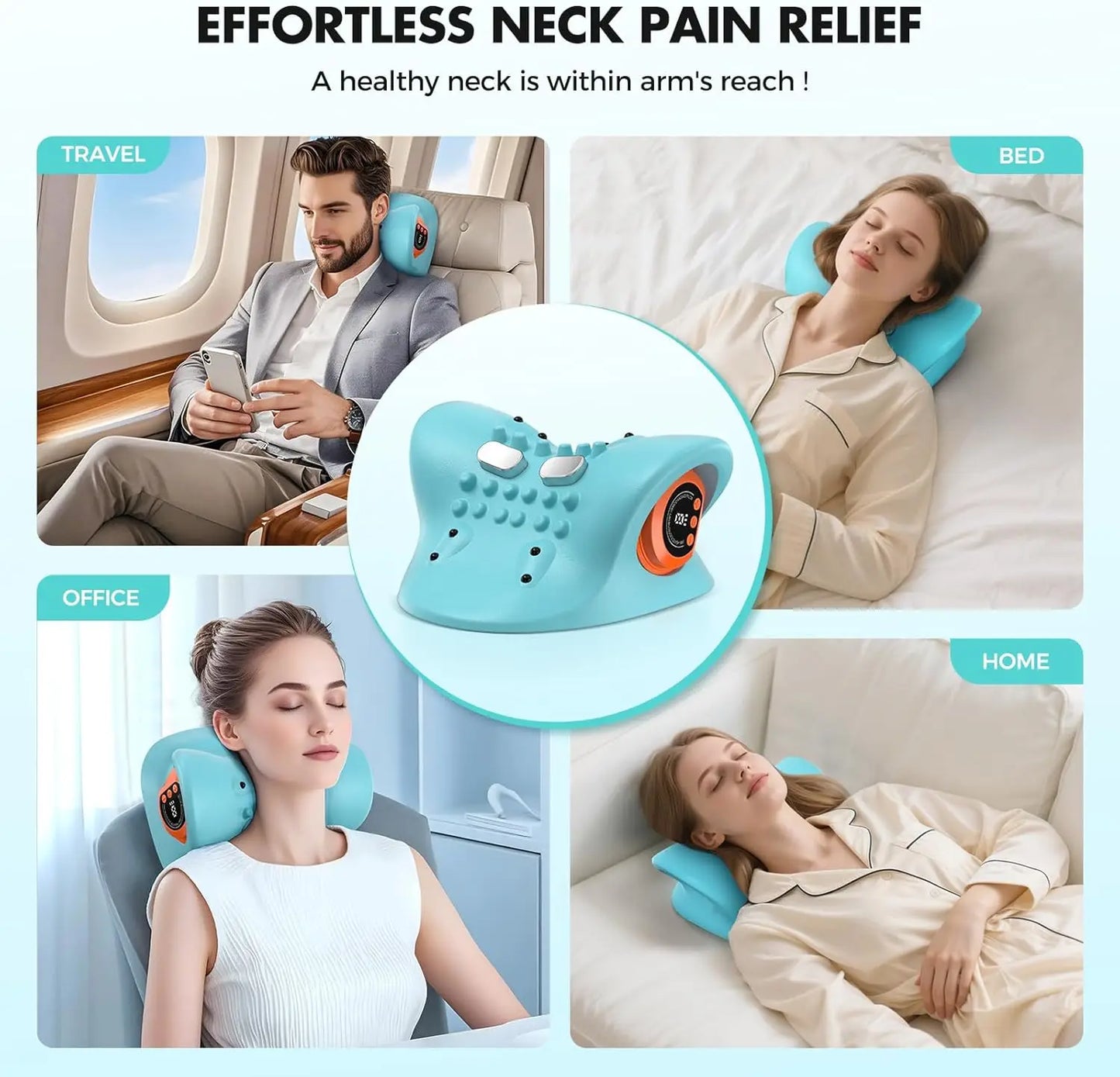 Rechargeable Portable  Neck  Back Massager Remote Control