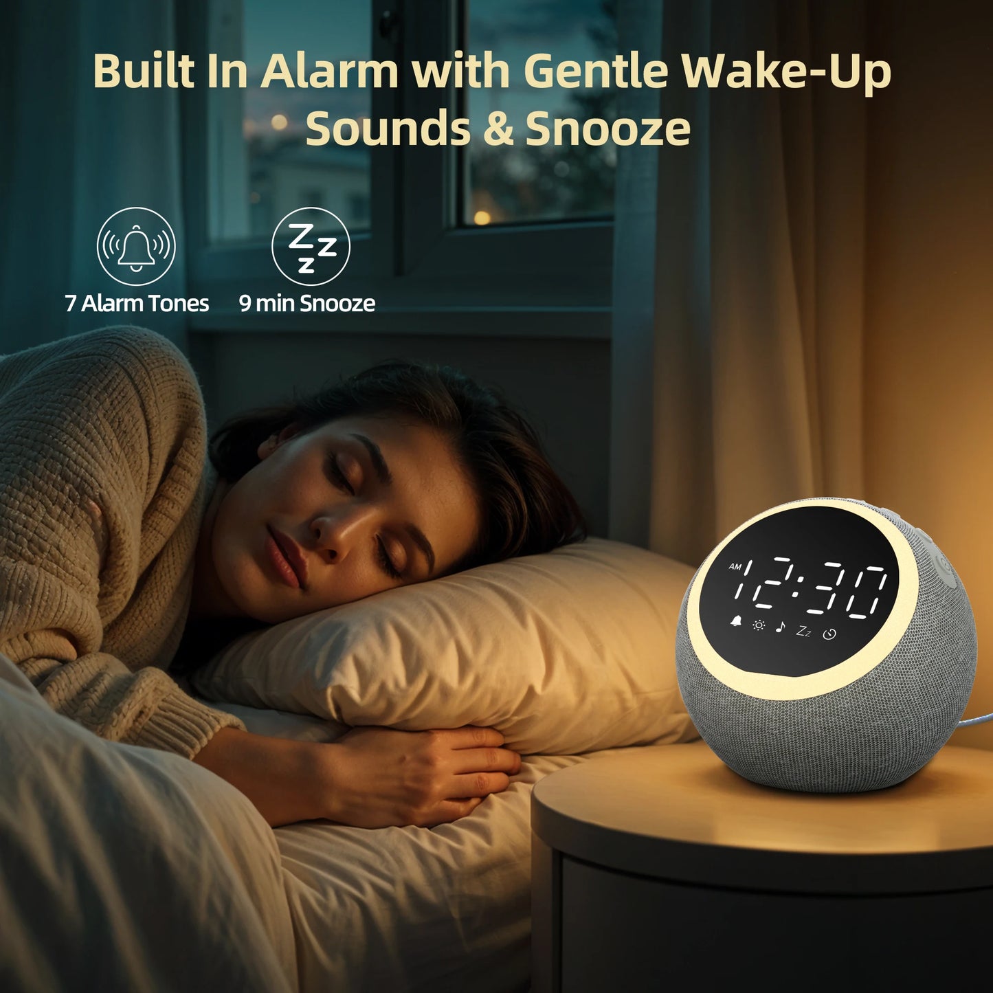 White Noise Sound Machine Alarm Clock Light