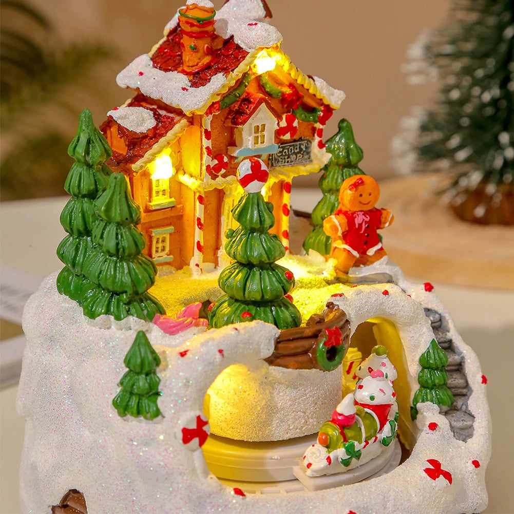 Christmas Village Music Box  Snow House Figurine