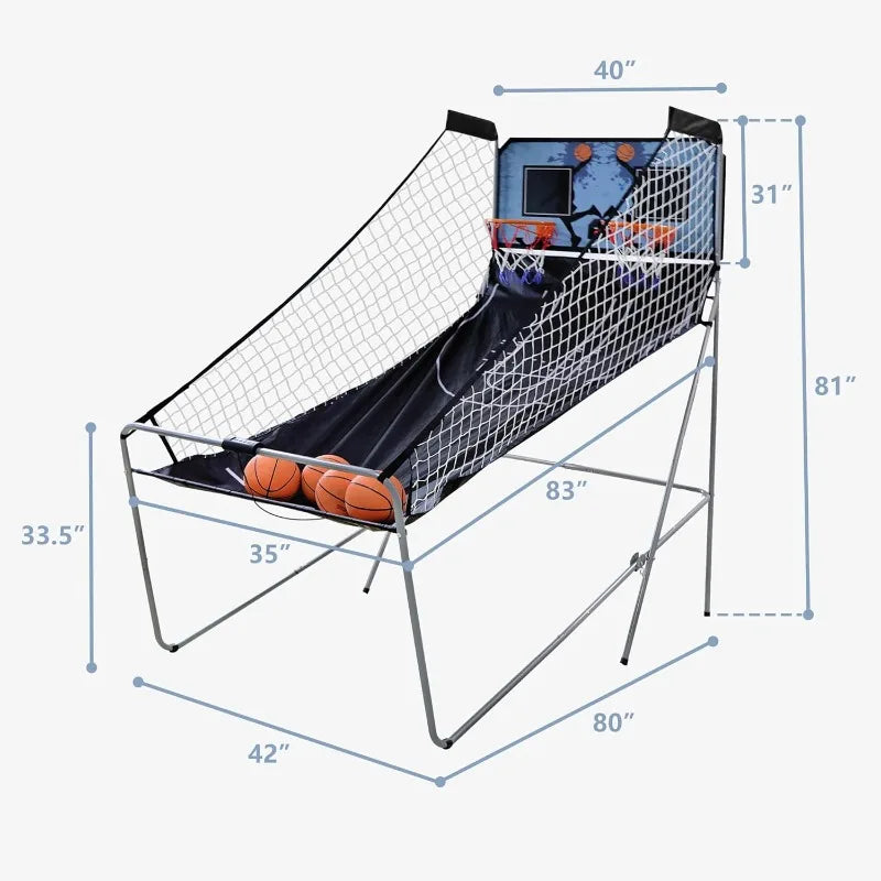 Foldable Indoor Basketball Arcade  Electronic  Dual Hoop