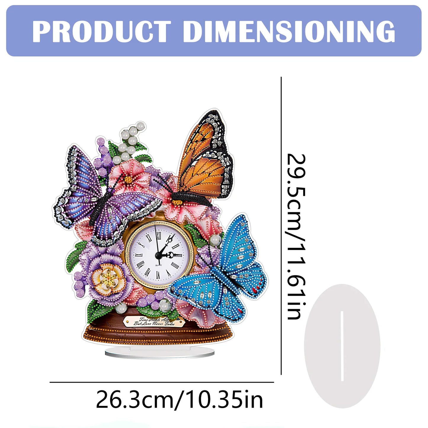 Acrylic Animal Diamond Painting Clock Art Craft Glitter