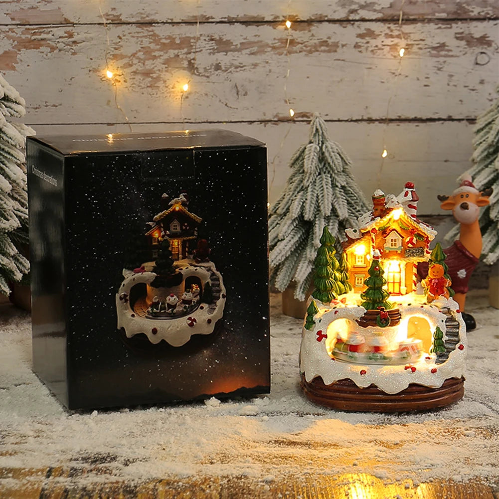 Christmas Village Music Box  Snow House Figurine