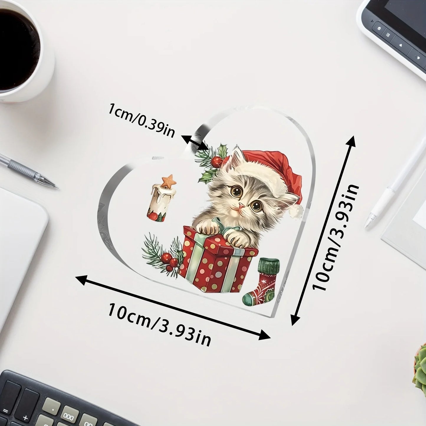 Acrylic heart-shaped kitten gift ornaments, birthday