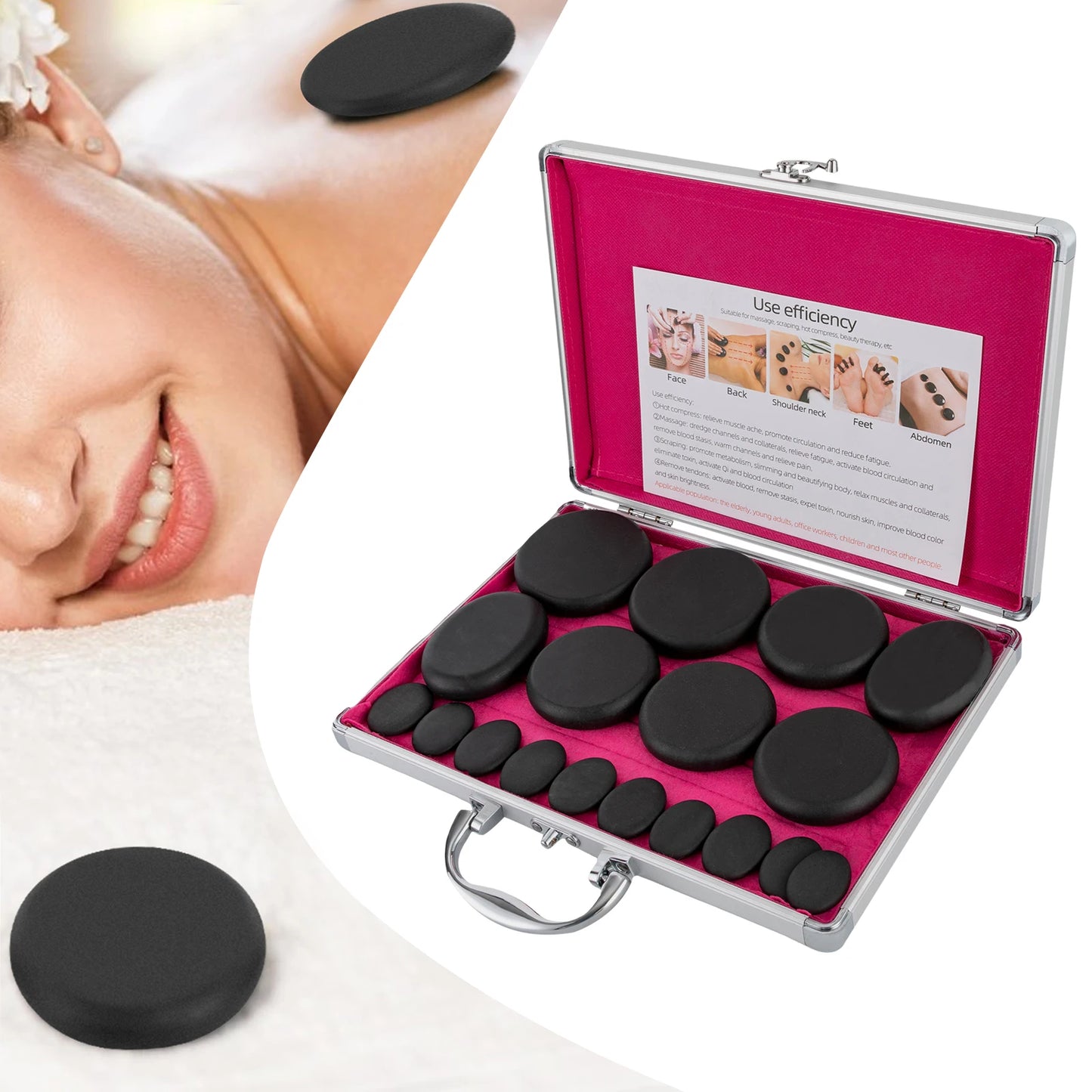 Hot Stones Massage Set  Portable Healing Relief