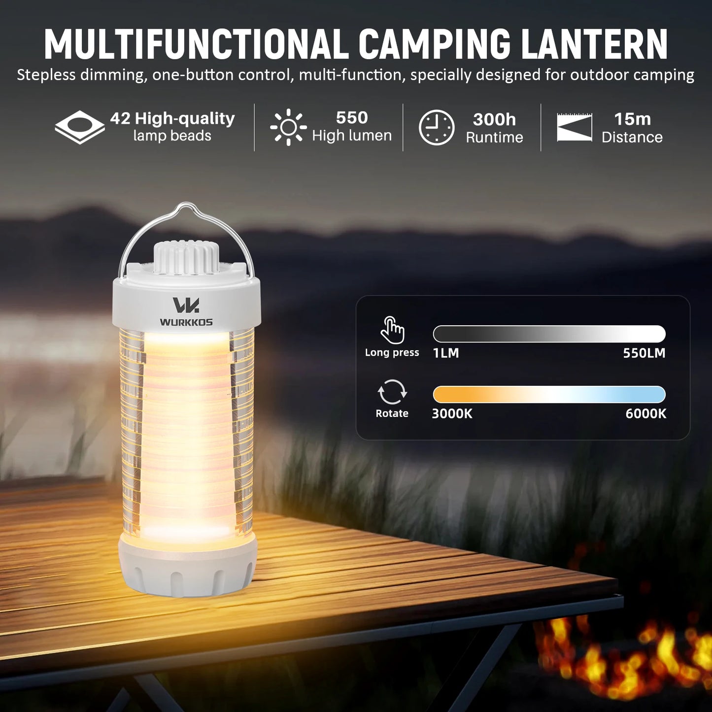 Camping Lantern  Rechargeable LED Flashlight Waterproof Magnetic