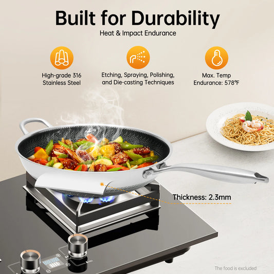 Honeycomb Wok Stainless Steel  Cooking Frying Ceramic Stove